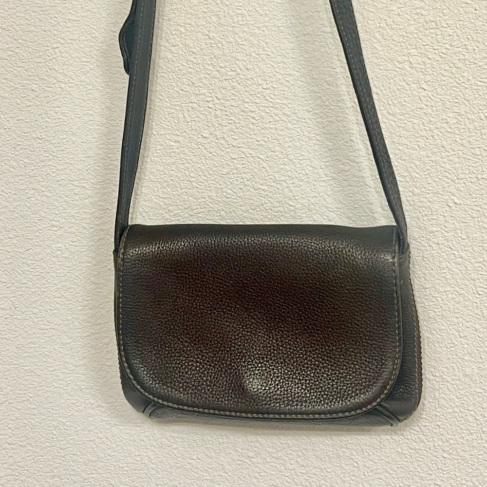 Vintage Coach Pebbled Leather Crossbody - Dark Brown